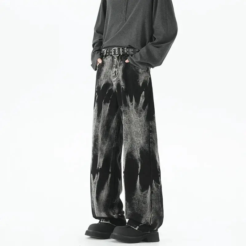 Baggy Wide Leg Jeans High Street Style Dyed Denim Casual Straight Neutral Wind Baggy Jeans Versatile