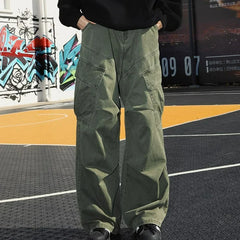 Big Pocket Cargo Pants Loose Straight Wide Leg Trousers Baggy Outdoor Workwear Pants Man Hip Hop Sweatpants