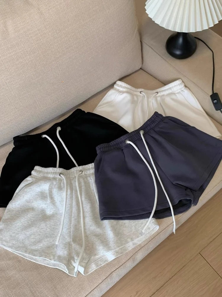Loose Shorts Solid Pocket Retro Y2K Sportwear Wide Leg Pants Casual Streetwear Joggers Trousers
