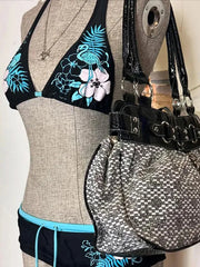 Vintage Flower print Cutie set Bikini 2000s Swimsuit Bathing Halter Strap Swimwear High Street Beach Female