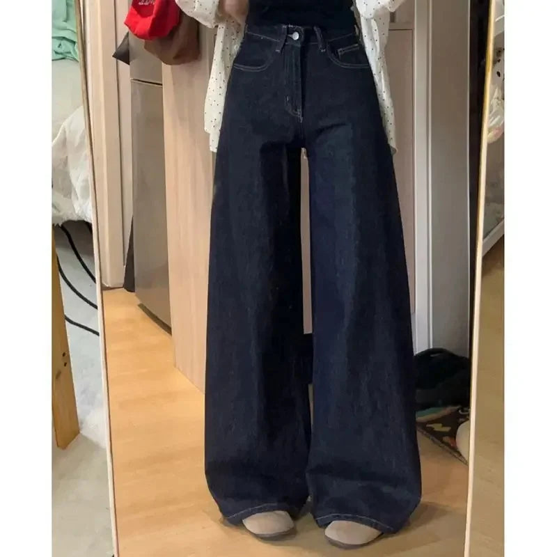 DeepBlue High-Waisted Wide-Leg Jeans