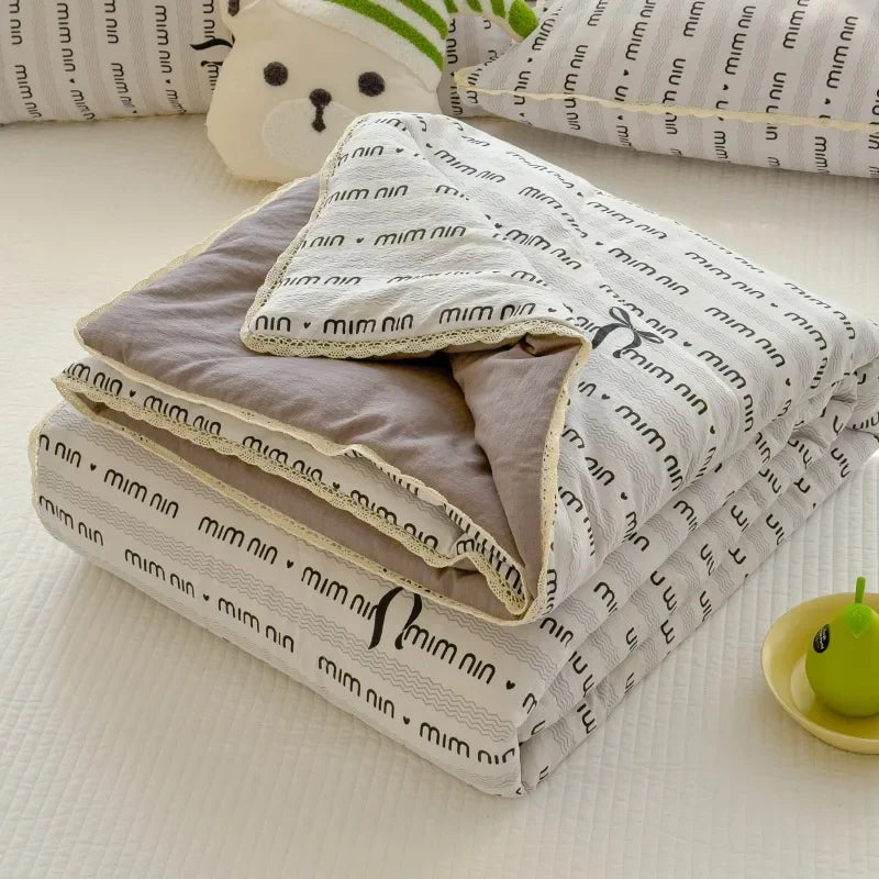 Sweet Printed Air-Condition Blanket Soft Skin-Friendly quilted quilt Breathable Cooling Comforter Queen King Beds