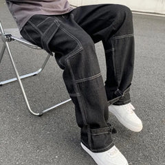 Cargo jeans Wide Leg Jeans Hip Hop Casual Straight Baggy Denim Pants Streetwear Skateboard Pant Neutral Trousers