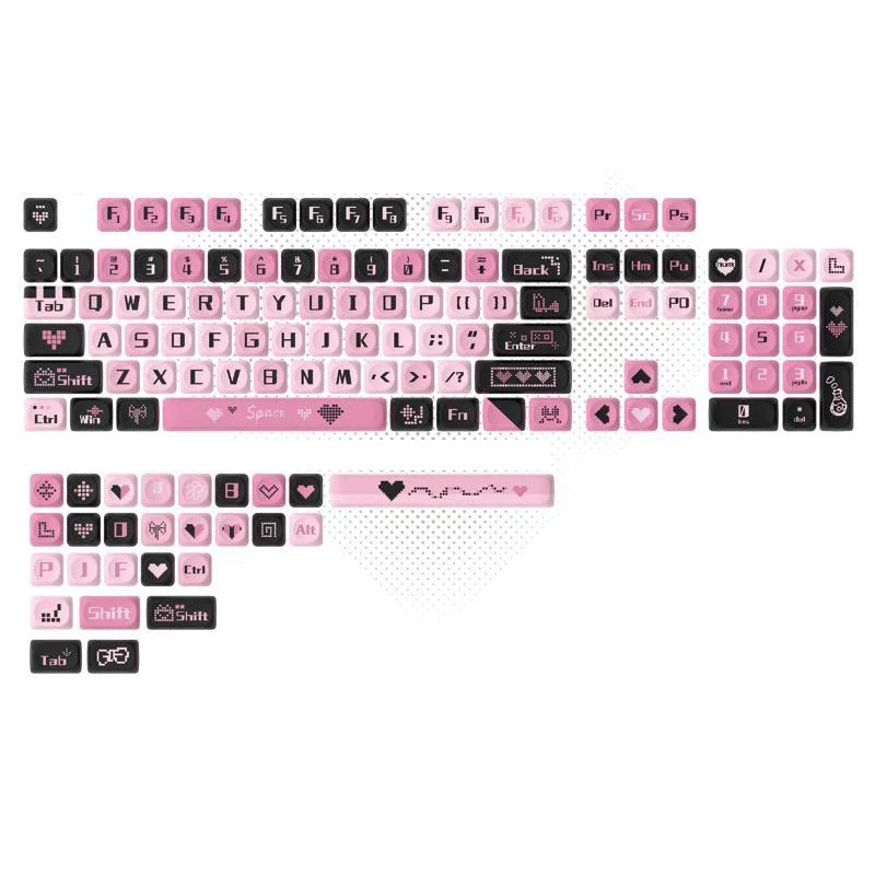 Pink Cat Dye Sublimation PBT Keycaps 136 Keys MOA Profile Keyboard Keycaps