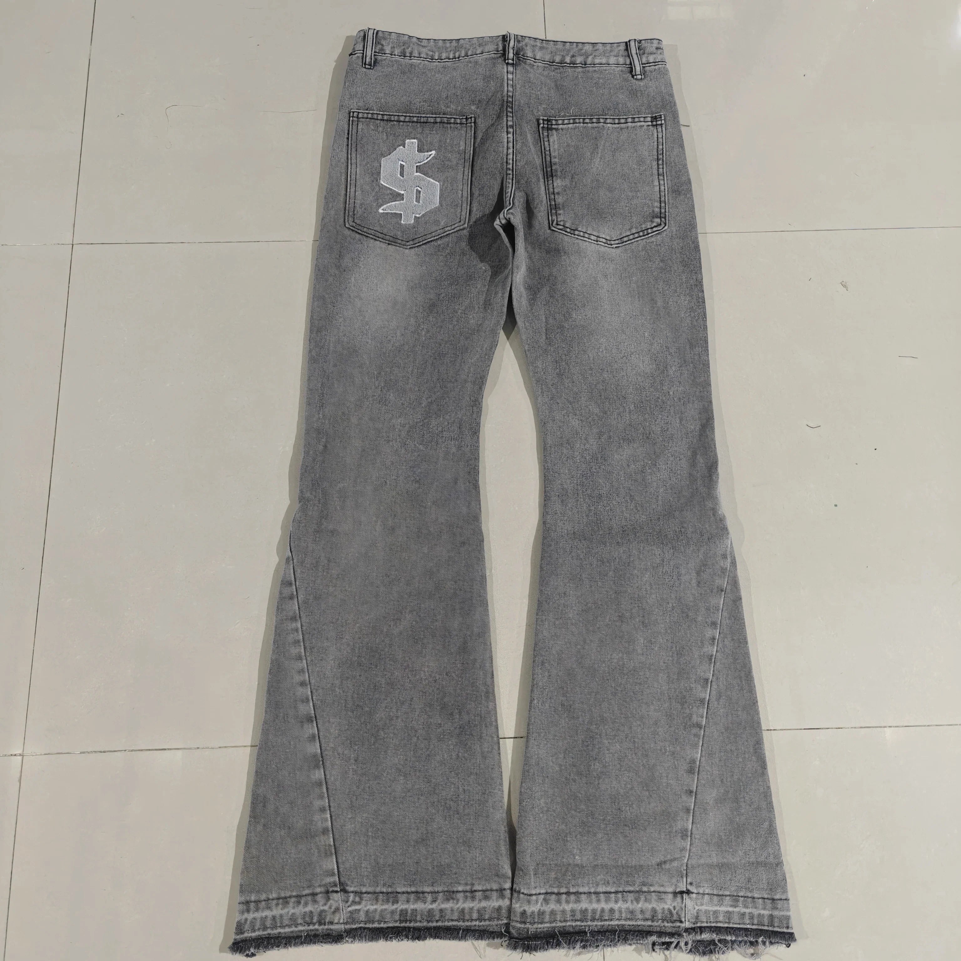 Hip Hop Cherry Blossom Embroidery Baggy Jeans Harajuku Wide Leg High Waisted Denim Pants Y2k Trend Jeans Clothing