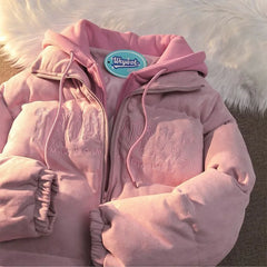 American Niche Ins Fake Two-piece Hooded Bread Coat Y2K Street Loose Retro Couple Coat Tide