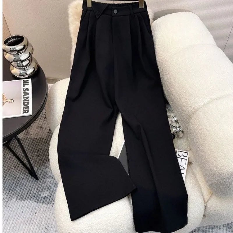 Simple Sleeveless Suit Vest Casual Wide Leg Pants Two-piece Set