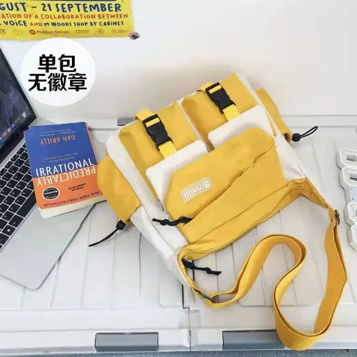 Japanese Simple Messenger Bag Student Nylon Waterproof Canvas Handbag Shoulder Crossbody Bags
