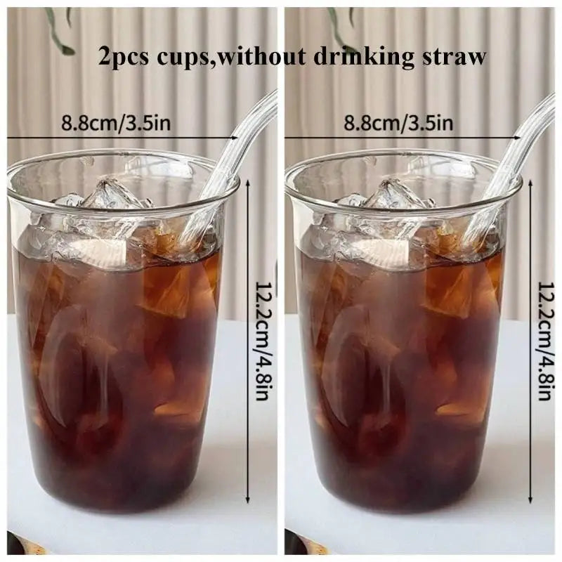 Glass Drinkware Cold Coffee Cups Latte Coffee Glass Iced Juice Milk Water Bottle