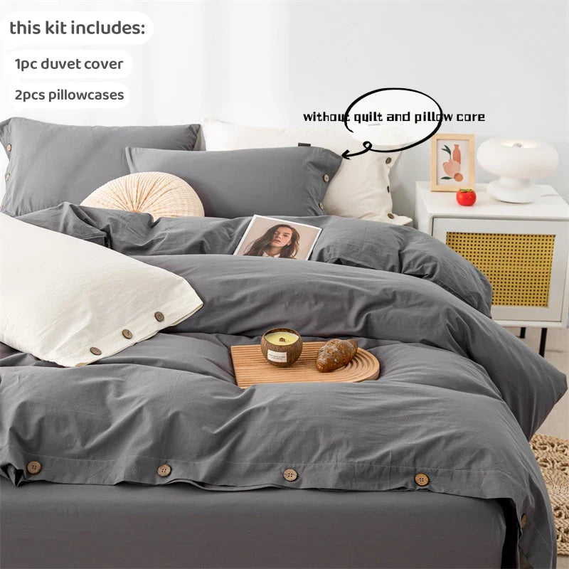 3pcs 100% cotton bedding set Double Duvet Cover Set 220x240 Solid Twist Cotton King Size Bedding Set Quilt Cover Set