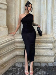 Maxi Dress Split Sleeveless Backless Slim Dress Casual Streetwear Club Elegant Party Dresses