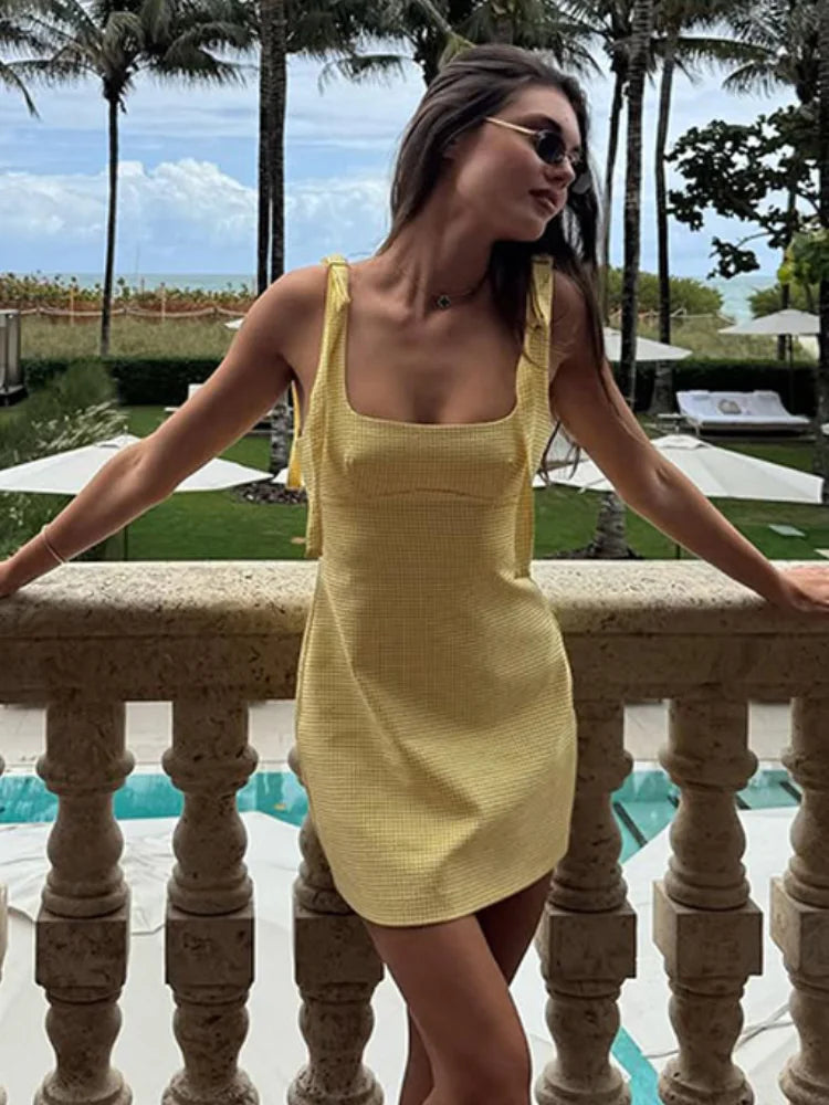 Chic Shinny Starfish Sequins Slim Mini Dresses U Neck Backless Sleeveless Vestidos Elegant Lady Evening Party Gowns