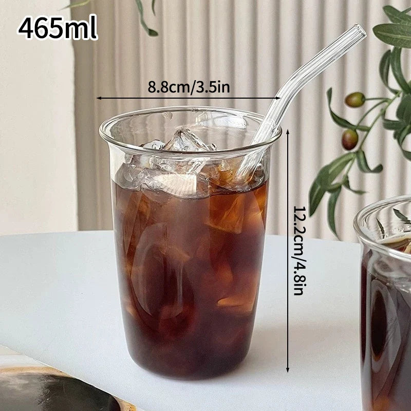 Glass Drinkware Cold Coffee Cups Latte Coffee Glass Iced Juice Milk Water Bottle