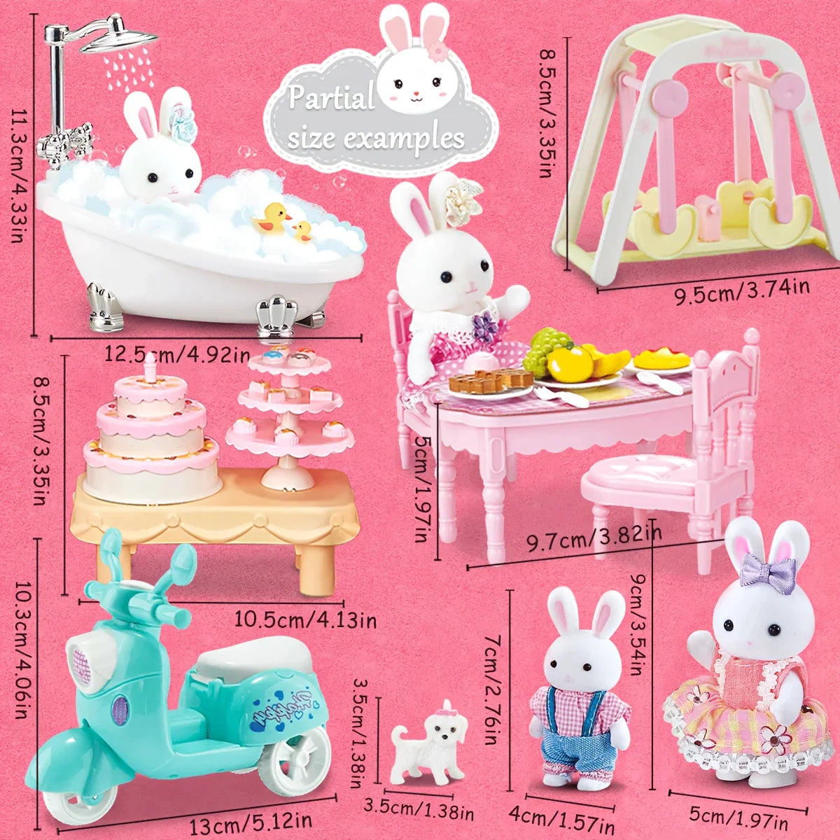 Little Rabbit Bedroom kitchen outdoor gamesLovely Scene Play Toys Simulation Modelling Children Birthday Easter Gift
