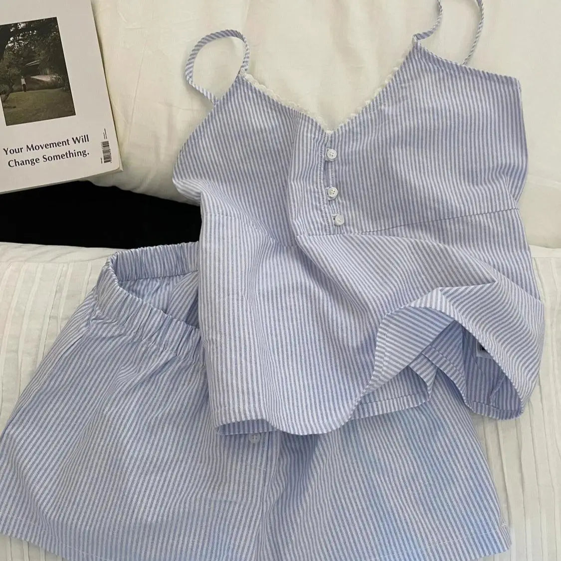 s 2 Piece Pajama Set with Cute Floral Print Short Sleeve Top