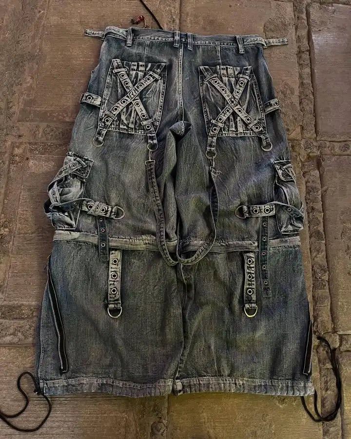 Streetwear Heavy Jeans Y2K Clothing Hip Hop Retro Pockets Baggy Cargo Pants Baggy Jeans Low Rise Wide Leg Trousers