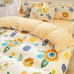 Pink Light Blue Checkered Striped Duvet Cover with Multiple Patterns 200X230cm Soft Duvet Cover Suitable