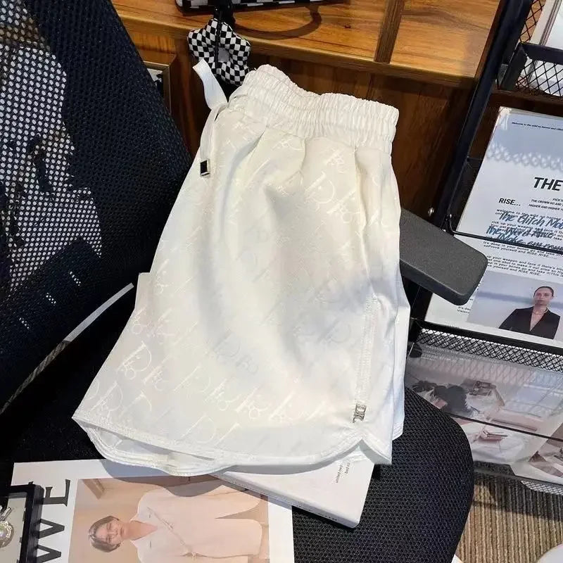 Elastic Waist Five-Quarter Length Shorts Casual Loose Slimming Sporty Versatile Long Pants