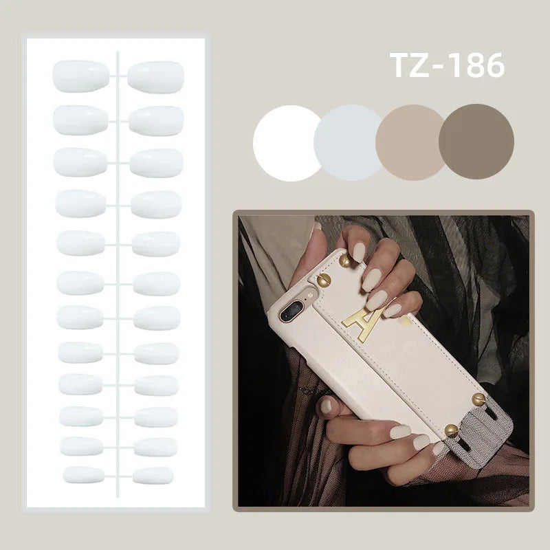 24Pcs Matte Almond False Nails with Glue Glitter Butterfly Fake Nail Press Ons Black Gradient Artificial Nail Tips