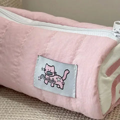 INS Large Capacity Pink Pen Bag Creative Soft Touch Pencil Case Stationery Storage Organizer Creative Students Gift