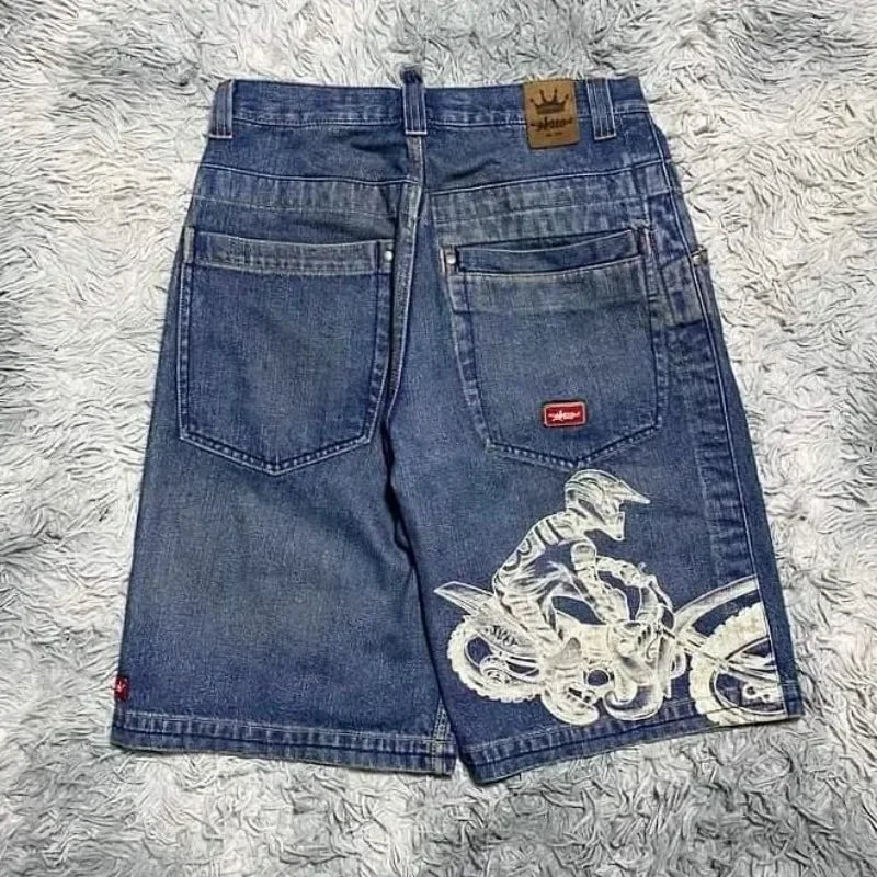 Big Boy Baggy Shorts Harajuku Hip Hop Cartoon Graphic Embroider Retro Denim Shorts Y2k Gym Basketball Shorts Clothing