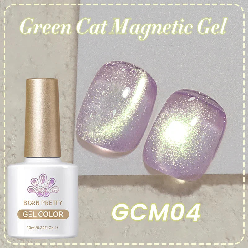 10ml Green Cat Magnetic Gel Ultra Shine Holographic Glitter Semi Permanant Soak Off UV LED Gel Varnish