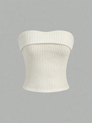 Rib-knit Tube Top Y2K Clothes Grunge Punk Solid Strapless Sleeveless Slim Fit Crop Tank Top Streetwear