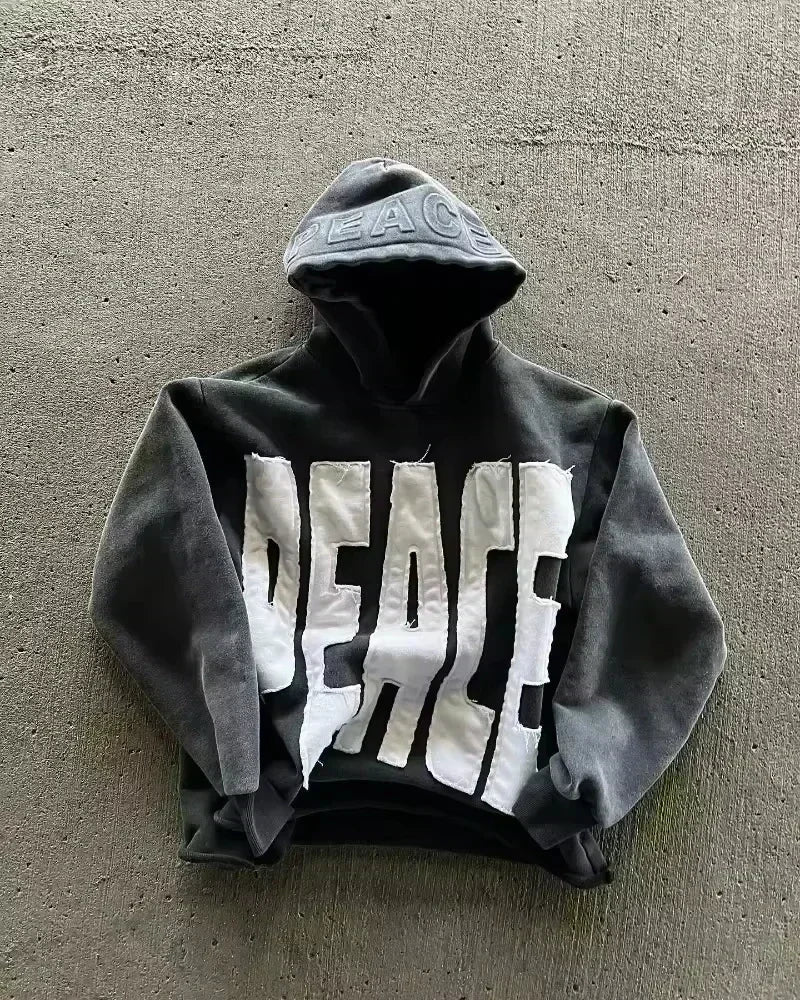 Korean Simple Gray Double Sided Oversized Zipper Hoodie Y2K Harajuku Gothic Casual Joker Couple Sweatshirt