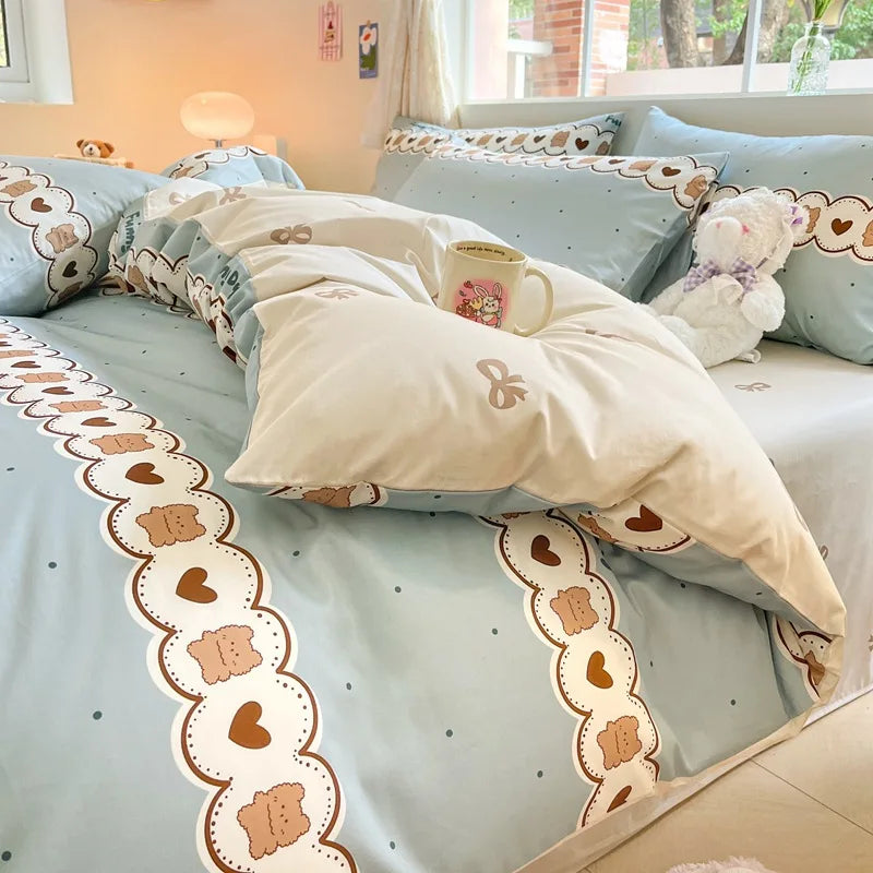 1Pcs 100% Cotton Printed Duvet Cover Cartoon Pattern Skin Friendly Breathable Comforter Cover Bedclothes