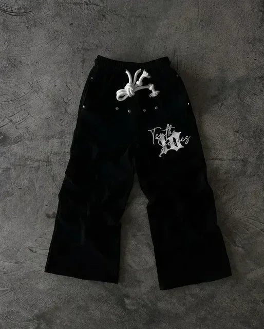American Y2k Sweatpants Gothic Harajuku Vintage Letter Patch Loose Casual Pantsable High Waisted Jogging Pants