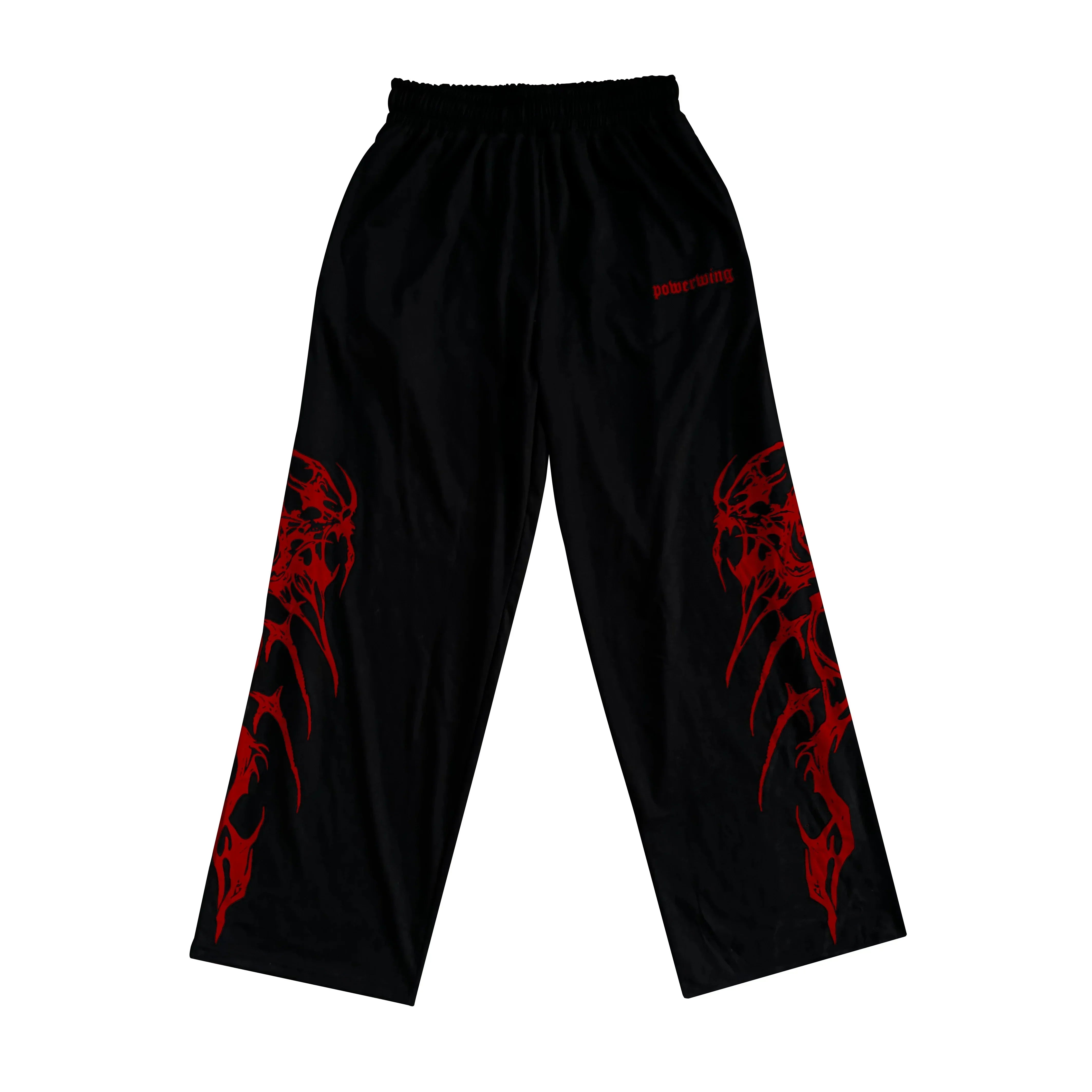 Anime Cloud Print Wide Leg Pants Streetwear Harajuku Loose Trousers with Wing Pattern Elastic Waist Casual Bottoms