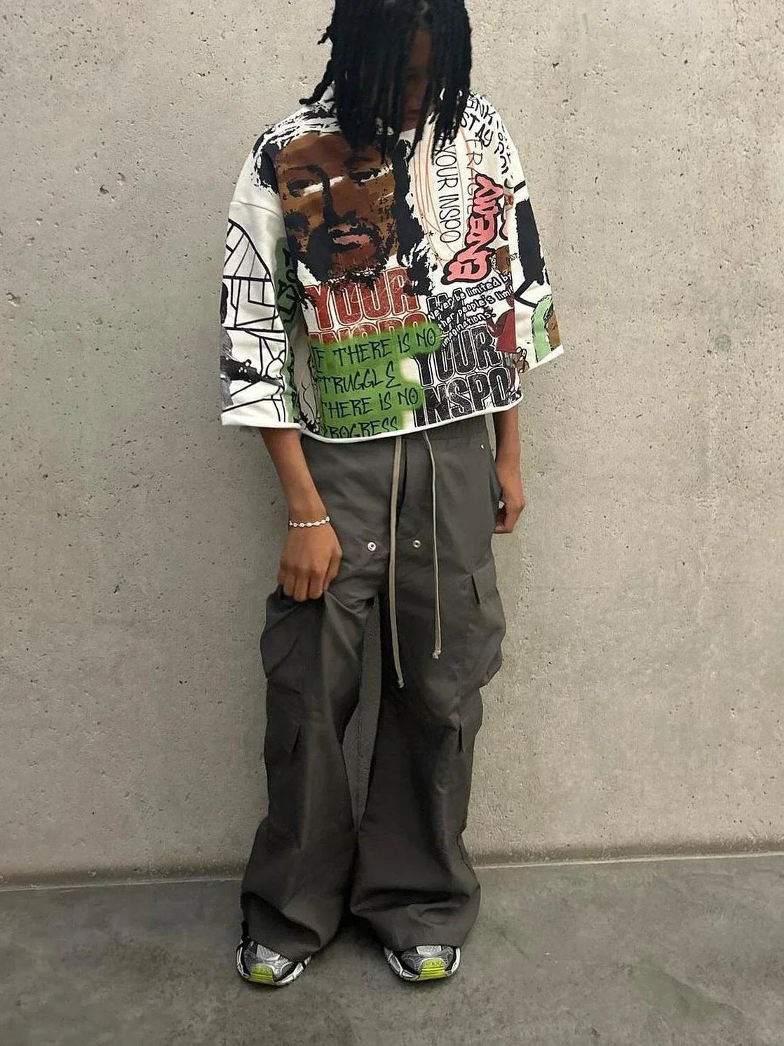 Y2k American Retro T Shirt Hip hop Rock Pattern Printed T Shirt Gothic Oversized Round Neck Cotton Short Sleeved Tops