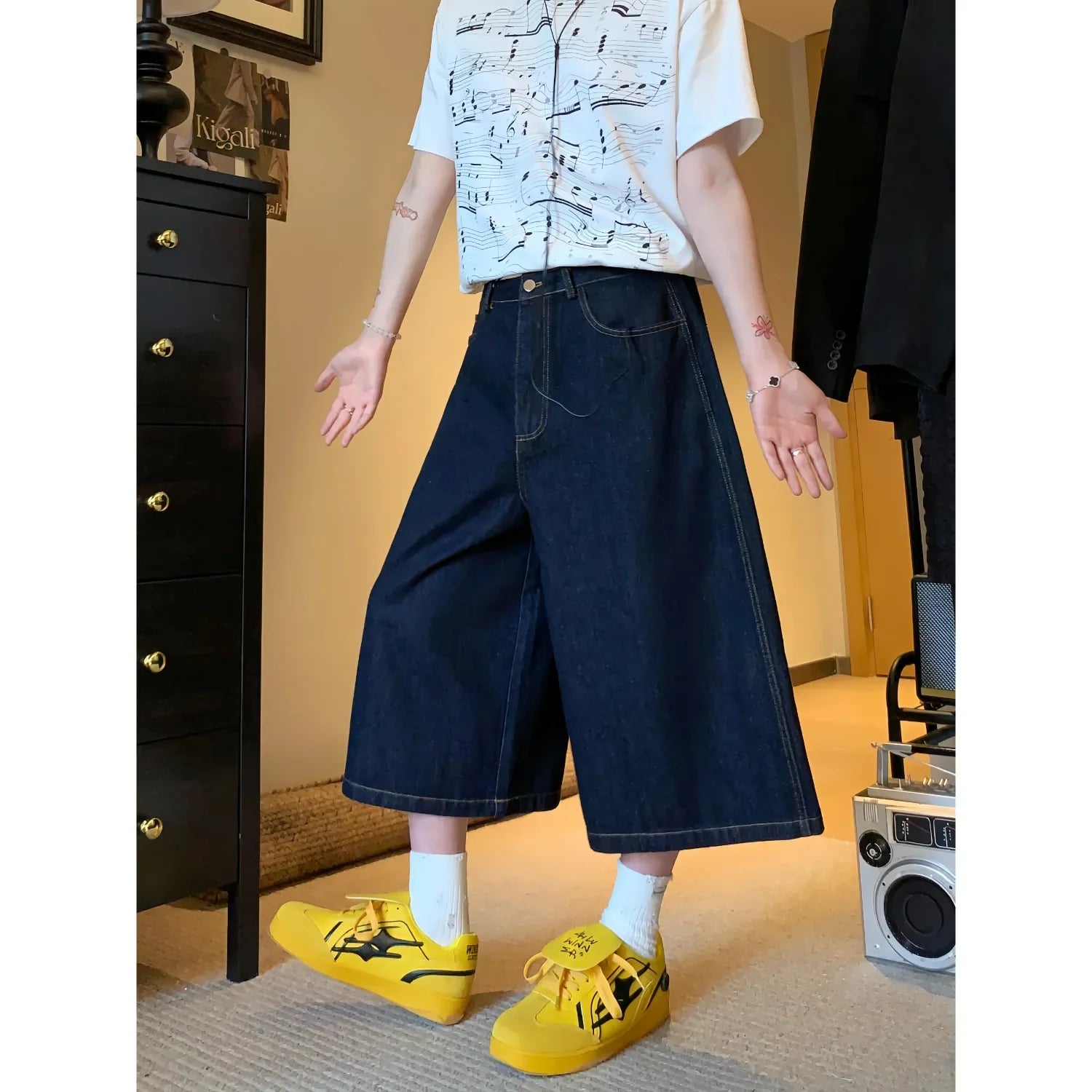 American Retro Jeans Y2K Harajuku Hip Hop Gothic Retro Pocket Embroidered Blue Baggy Jeans Low Waist Wide Leg Trousers