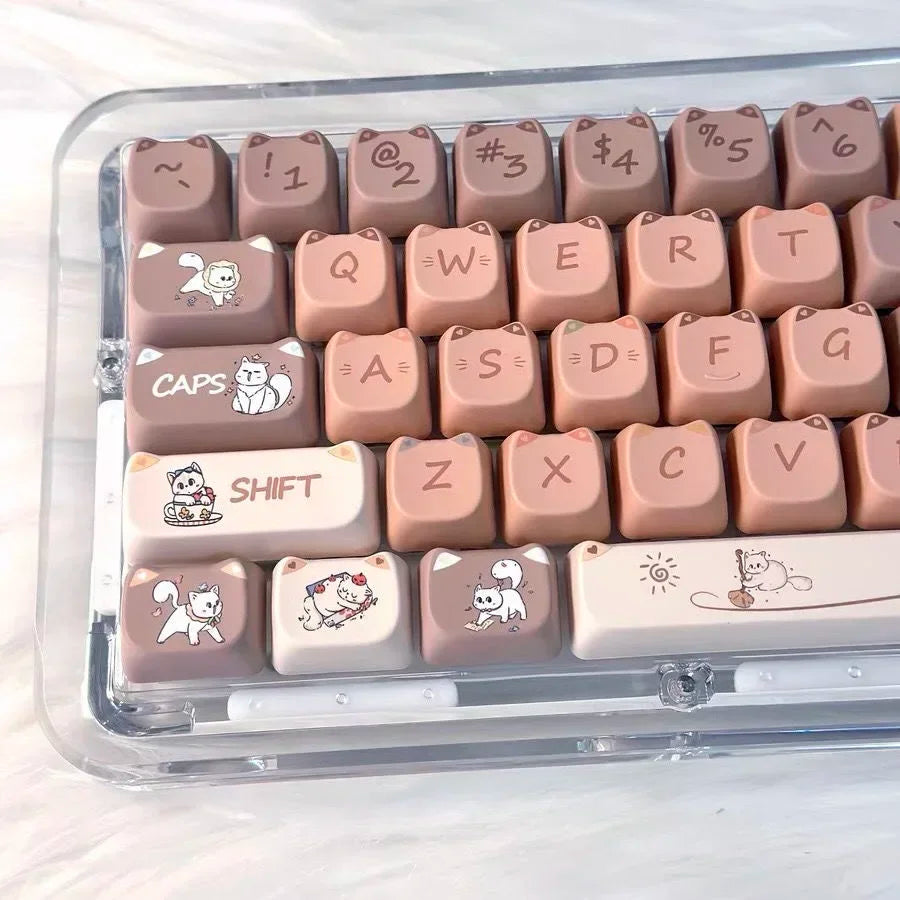 142 Keys Customized Gift Cute Cat keycaps MAO Keycaps Square Thermal Sublimation Mechanical Keyboard 2.25 U 2.75U