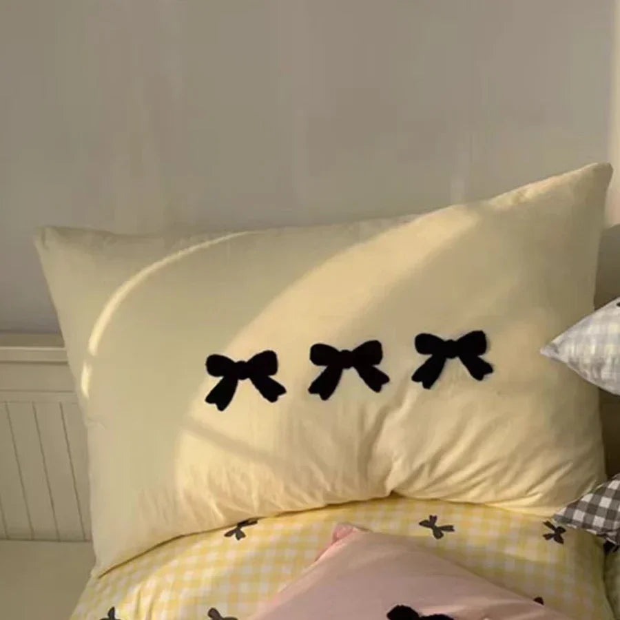 Plaid Bow Knot Pillowcase Korean Y2ks Blackpink Dakimakura Sleeping Pillows Cover Bedroom Decoration Girl Gifts