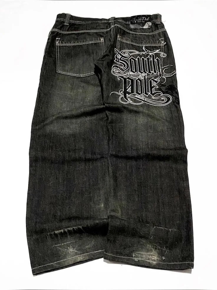 3D Chain Old Jeans American Tie-Dye Splash-Ink Hip Hop Pants High Street Y2K Punk Graffiti Hip Hop Couple Straight Pants