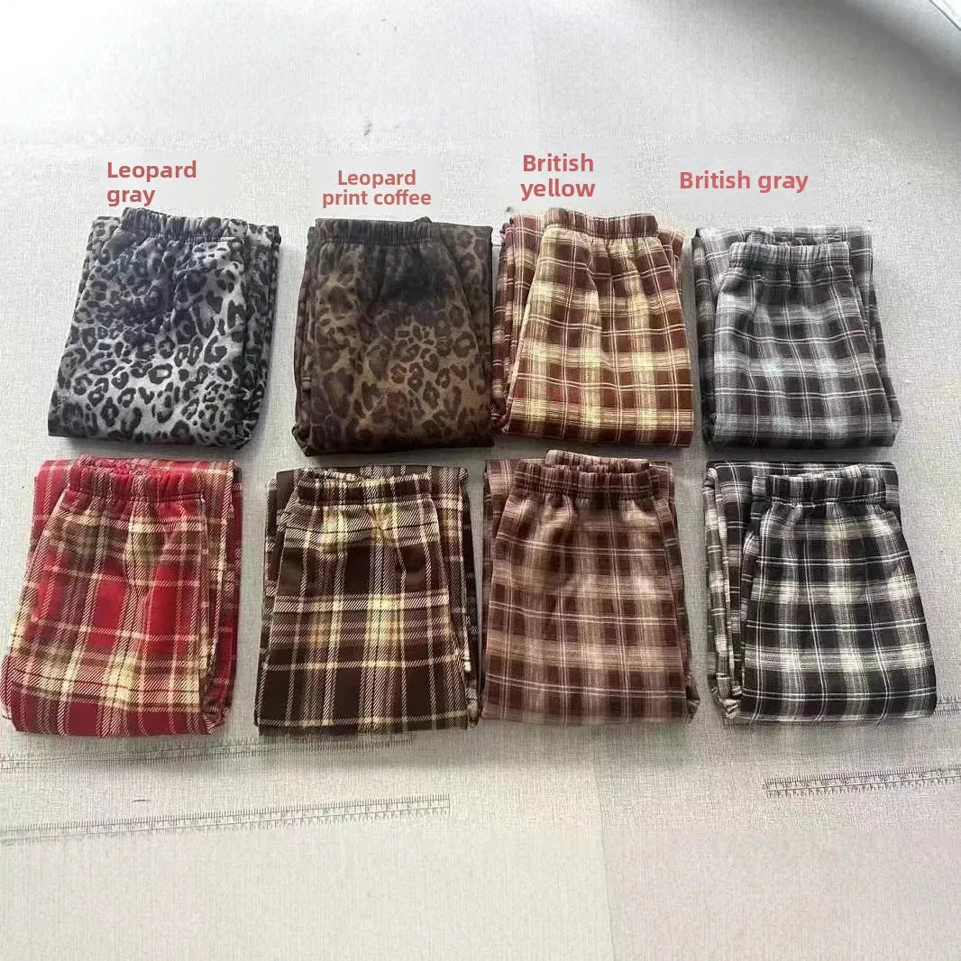 High Waist Fleece Lined Wide Leg Pants Comfortable Casual Korean Style Home Wear Slimming Trousers