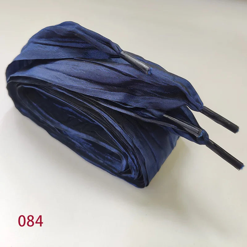 5cm Widened Butterfly Bow Ruffled Yarn Shoelaces Flat Silk Big Bow Wide Laces Trend Beauty White Casual Shoes Laces Dropship