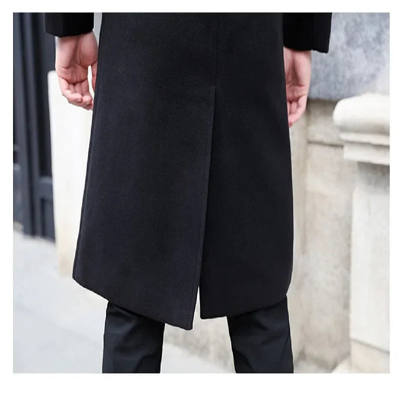 Long dust coat Warm Trench Woolen Cloth Coats Double Breasted Slims Solid Business Outwear
