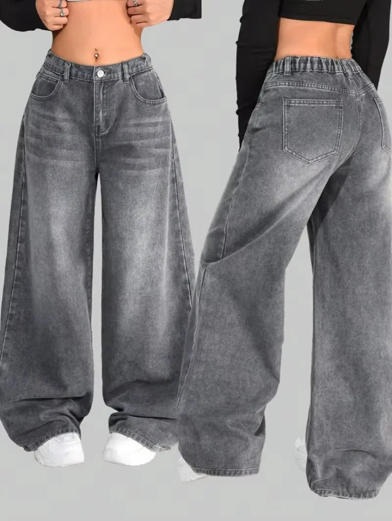 Streetwear Oversized Print Baggy Jeans Y2K Harajuku Hip Hop Vintage Gothic High Waist Wide Leg Pants Trousers