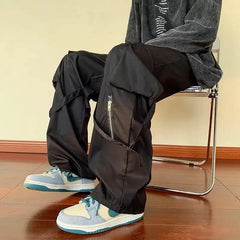 Vintage Multi-Pocket Loose Straight Overall Ins Tide Brand American Vibe Fenggao Street Loose Versatile Assault Mop Pant