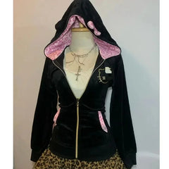 Streetwear Y2K Pullover Hoodie Retro Harajuku Pink Leopard Print Patchwork Sweatshirt Trend Sportswear Hoodie Top