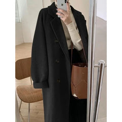 Woolen Coat Sale Of The Season Mid-Length Thickened Loose Fit Hepburn Style Small Size Elegant Outerwe