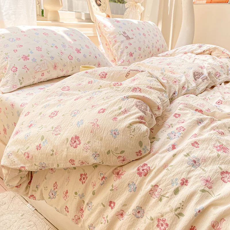 Floral Style Duvet Cover Breathable Quilts Cover Single/Double/Queen Size Comforter Cover Home Bedding (Pillowcase Need Order)