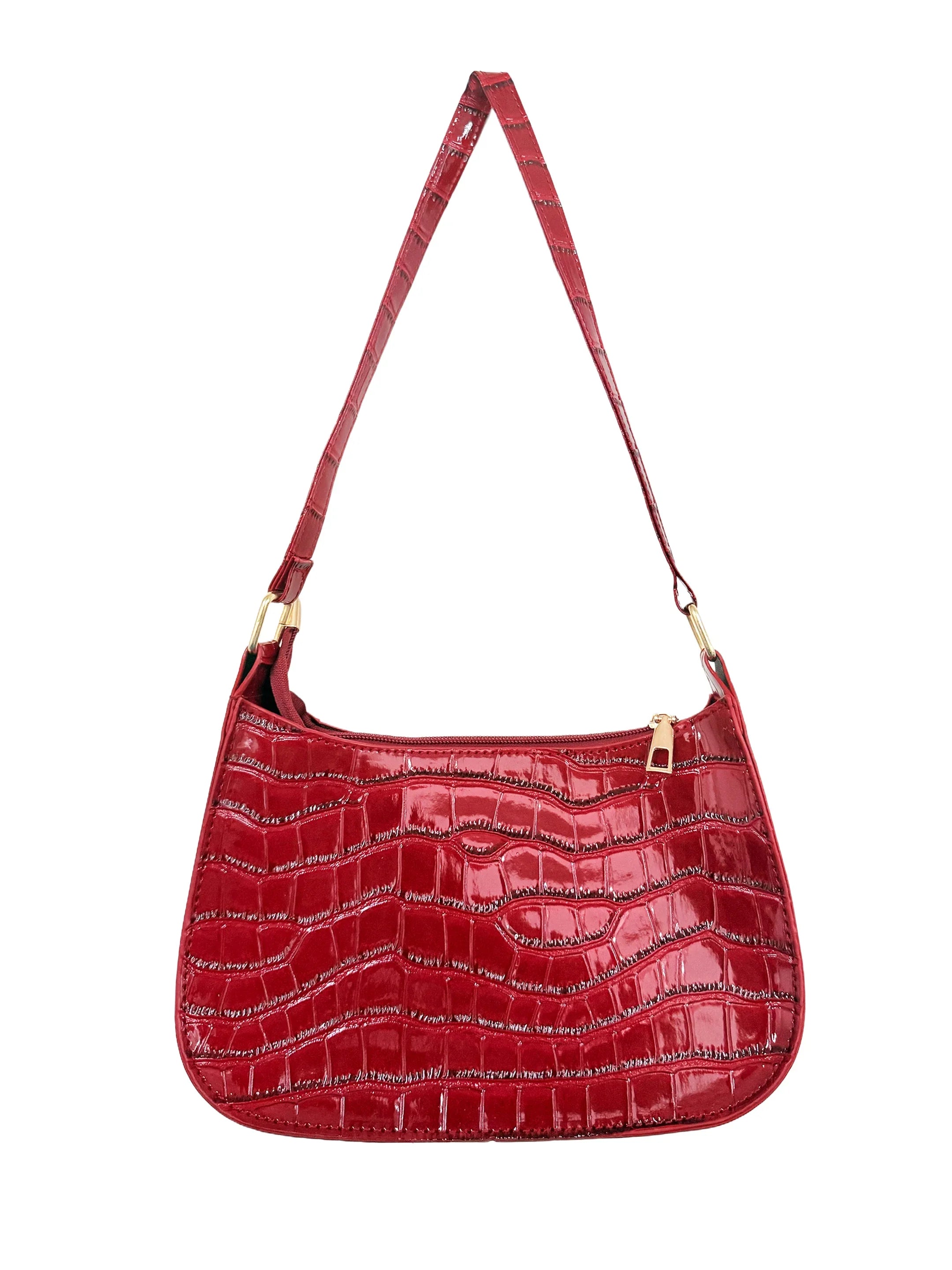 Vintage Patent Leather Shoulder Bag Handbags Casual Designer Hobos Underarm Bag
