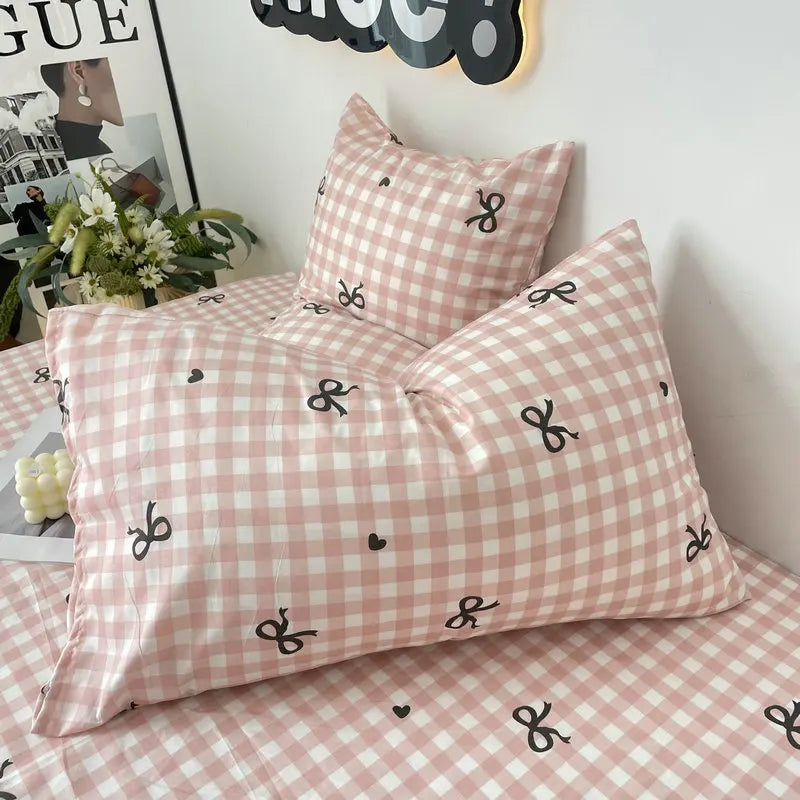 Plaid Bow Knot Pillowcase Korean Y2ks Blackpink Dakimakura Sleeping Pillows Cover Bedroom Decoration Girl Gifts