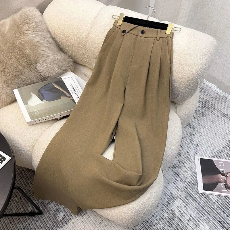 Simple Sleeveless Suit Vest Casual Wide Leg Pants Two-piece Set
