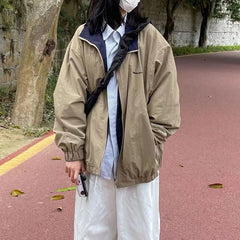 Harajuku All-Match Bomber Jackets Streetwear Hip Hop Oversize Zipper Coat Korean Loose Student Baseball Uniform Outerwear