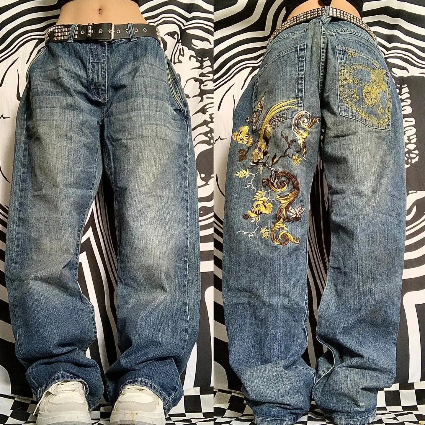 Trend Washing Heavy Industry Loose Jeans Street Y2K Hip-hop Oversized Wide-leg Pants Unisex Mopping Jeans