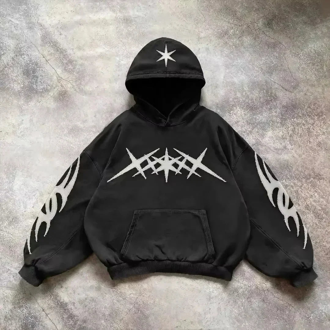 Korean Simple Gray Double Sided Oversized Zipper Hoodie Y2K Harajuku Gothic Casual Joker Couple Sweatshirt